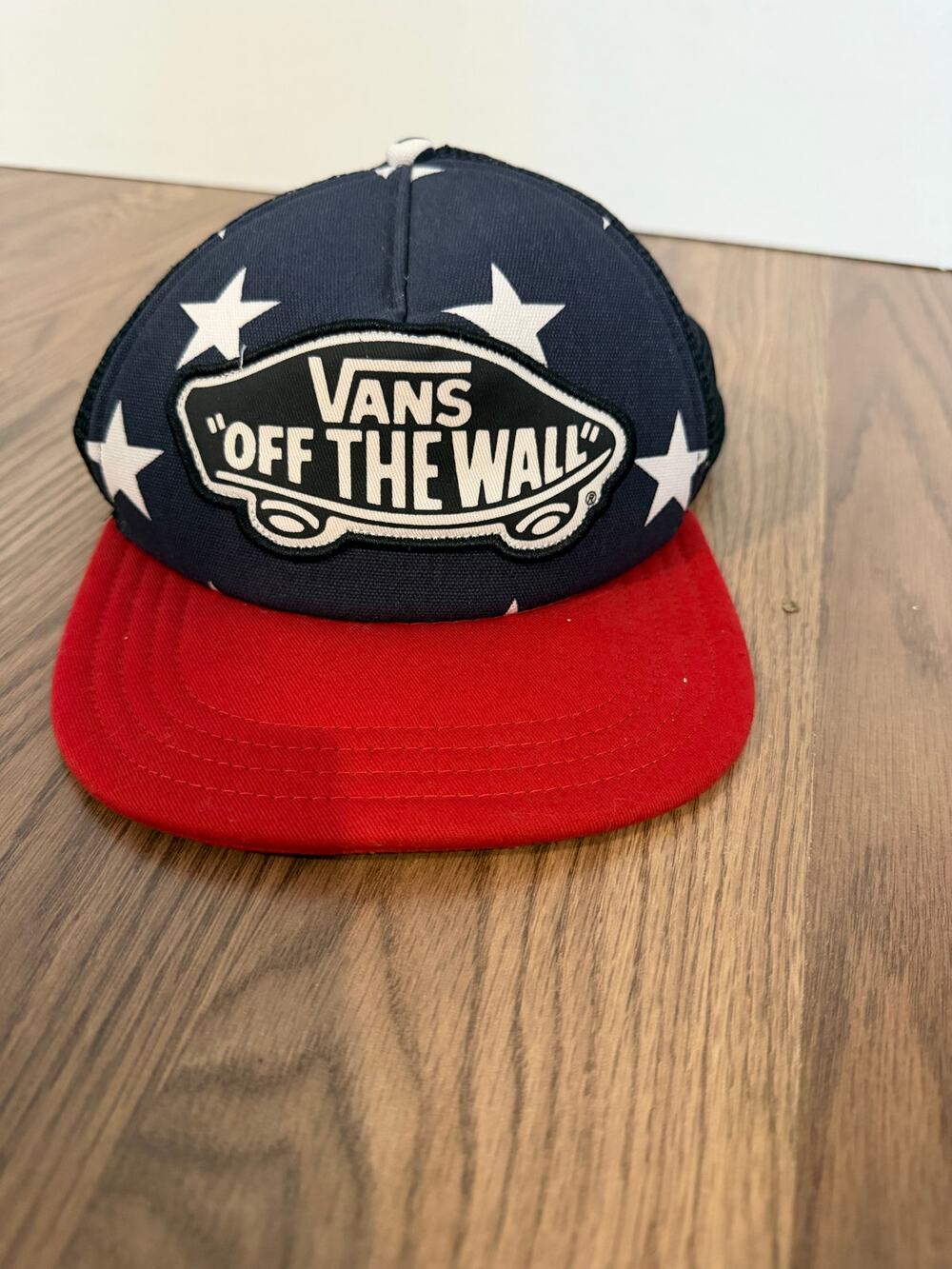 RARE Vans Off The Wall Patriotic Trucker Snapback Skateboard HAT CAP American